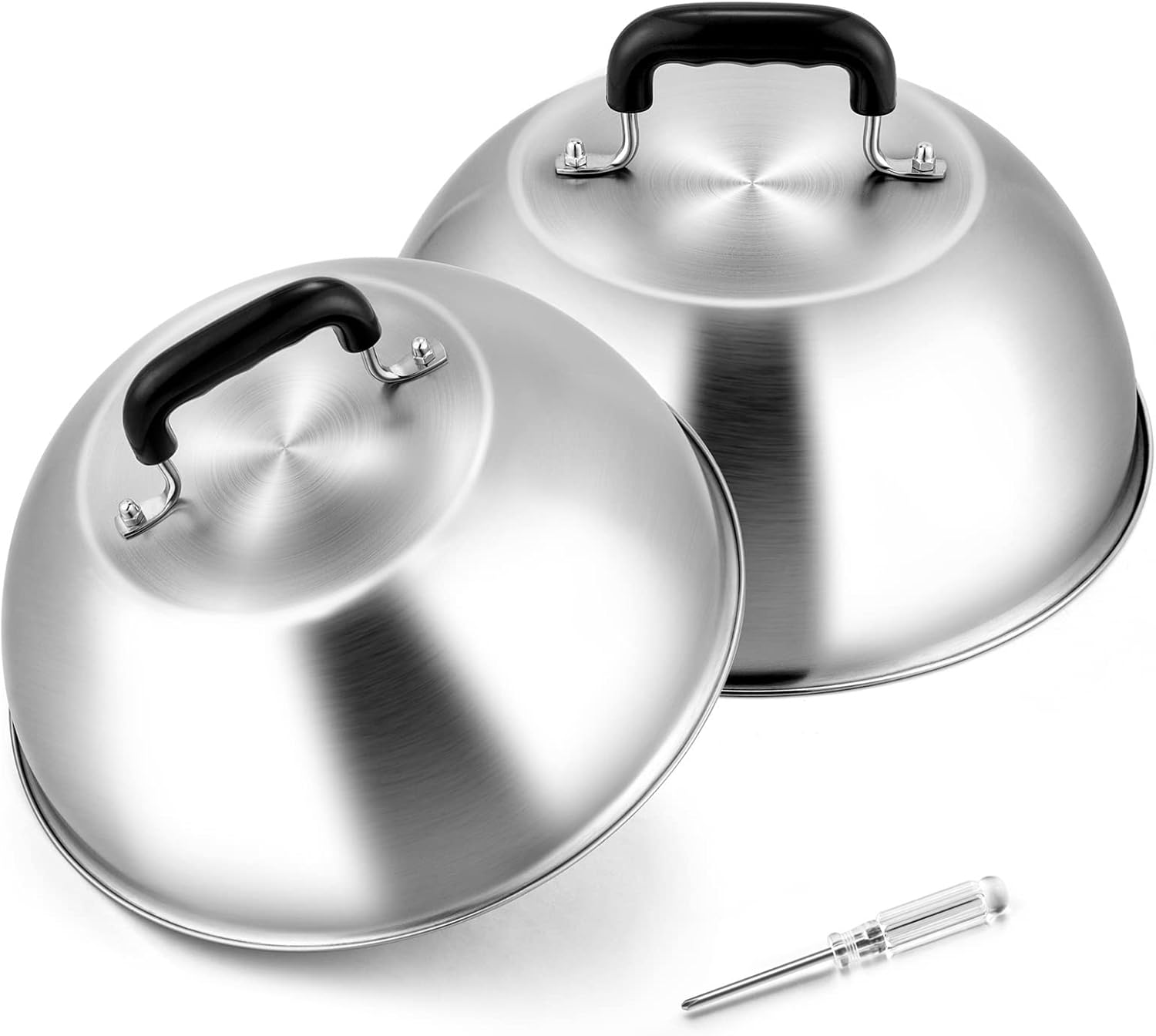 Cheese Melting Dome Set of 2(12 inch), Joyfair Large Stainless Steel Basting Cover for Griddle, Flat Top Grill Tools for Outdoor BBQ Grilling Teppanyaki Cooking Steaming, Dishwasher Safe (No Vent) Cheese Melting Dome Set of 2(12 inch), Joyfair Large Stainless Steel Basting Cover for Griddle, Flat Top Grill Tools for Outdoor BBQ Grilling Teppanyaki Cooking Steaming, Dishwasher Safe (No Vent)