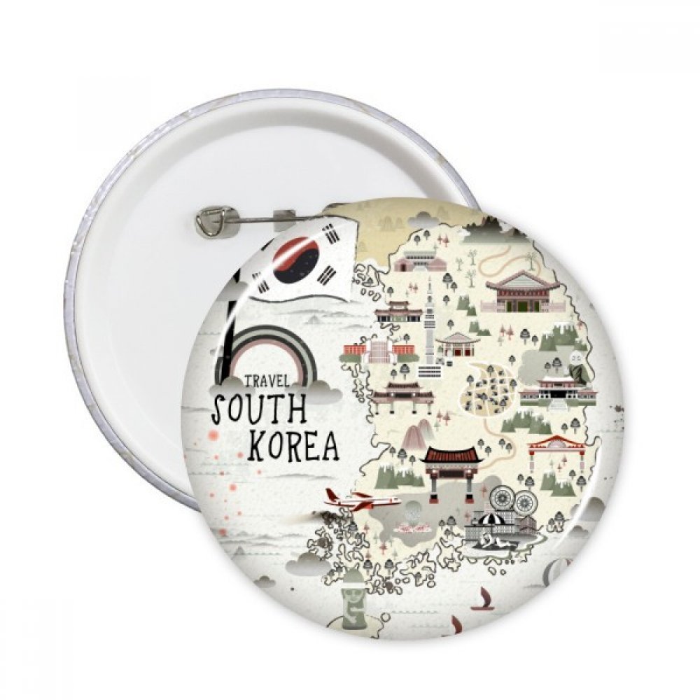 Badge bouton rond Corée du Sud pins multicolore L pour décoration vêtements lot de 5 pièces - 3