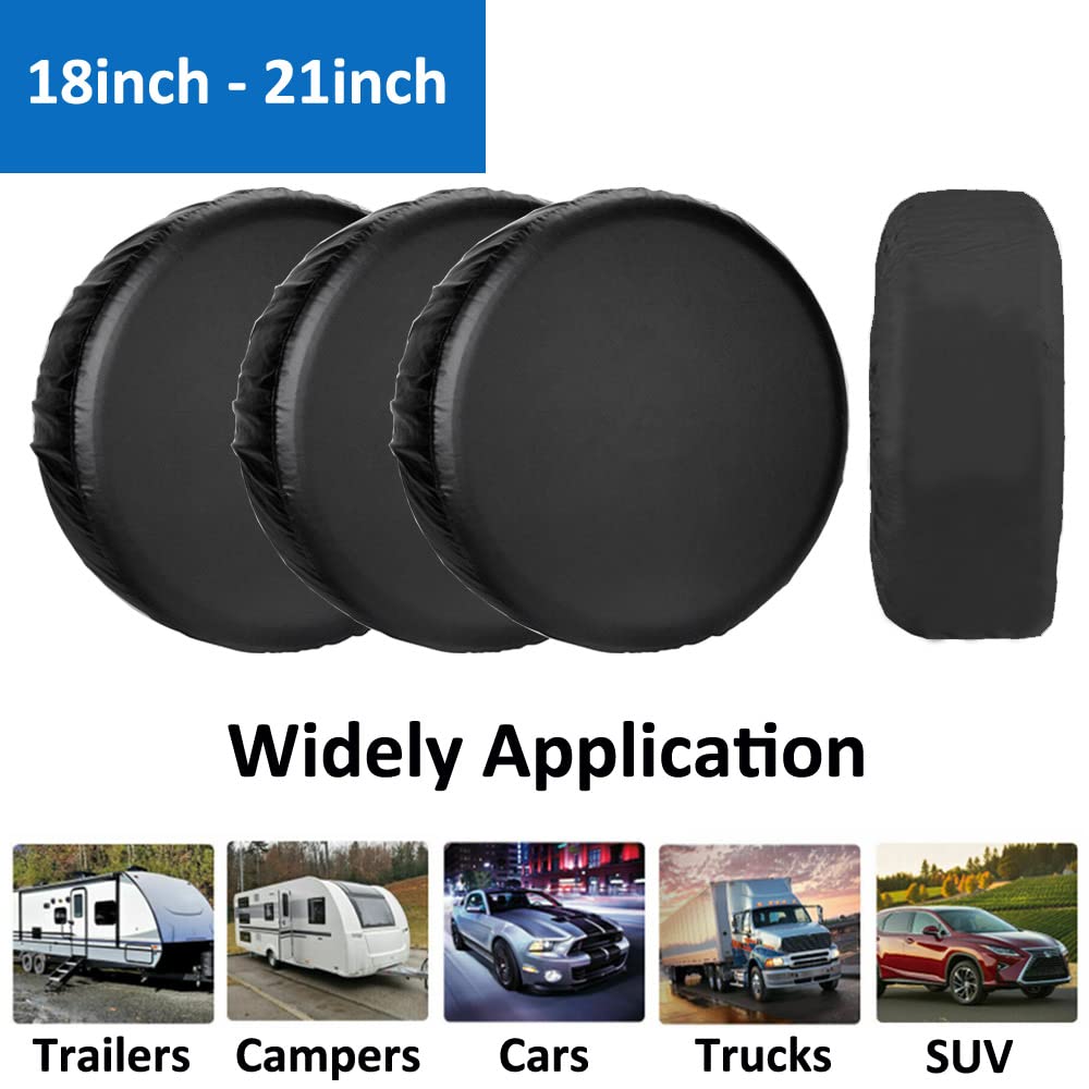 ETOPARS 4 Piezas Cubiertas de Neumáticos 18-21 Pulgadas Impermeable Cubierta de llanta de Refacción Cubierta Neumático Funda Protector para Ruedas Remolque Negro