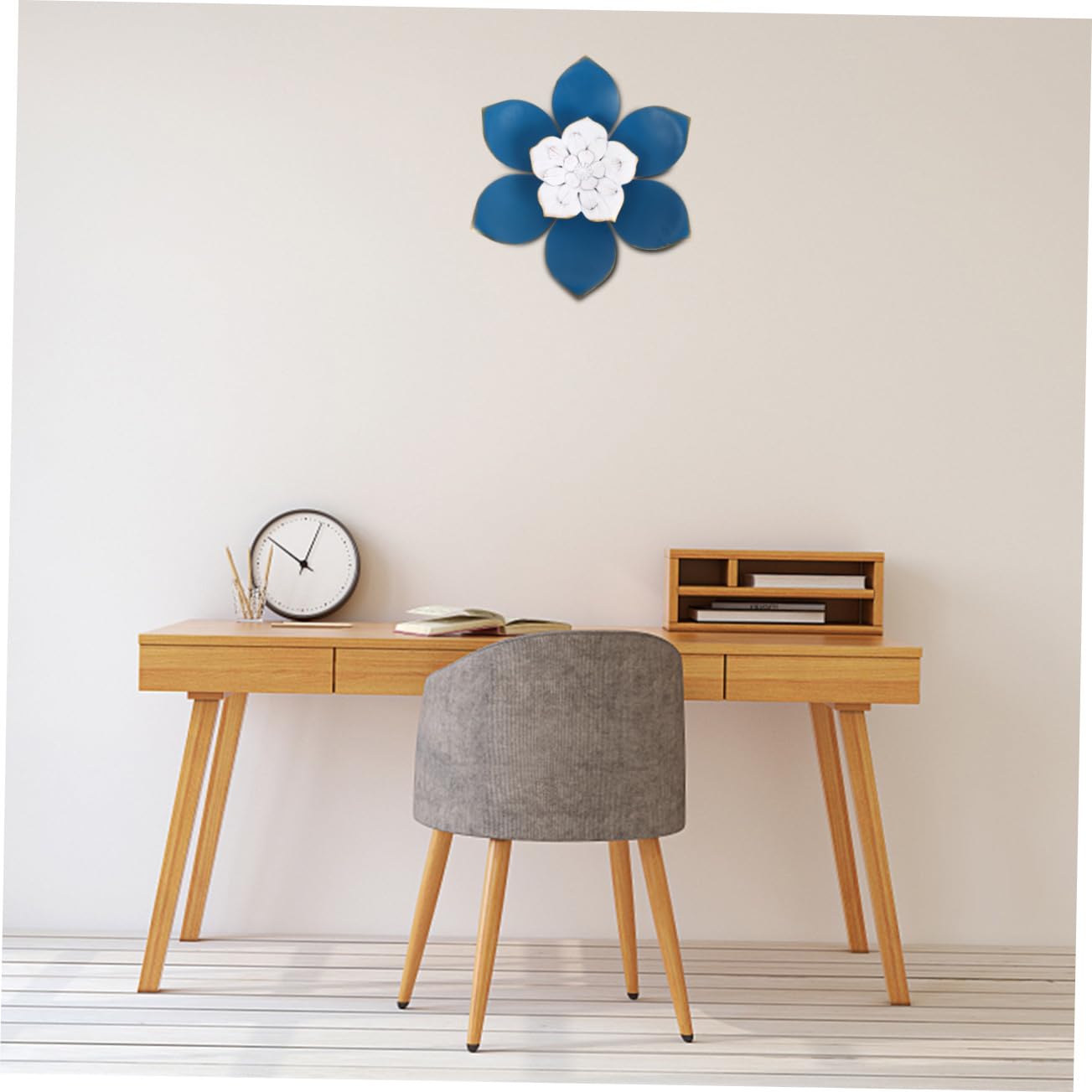TOPPERFUN Fiore Decorativo da Parete in Ferro Blu per Interni