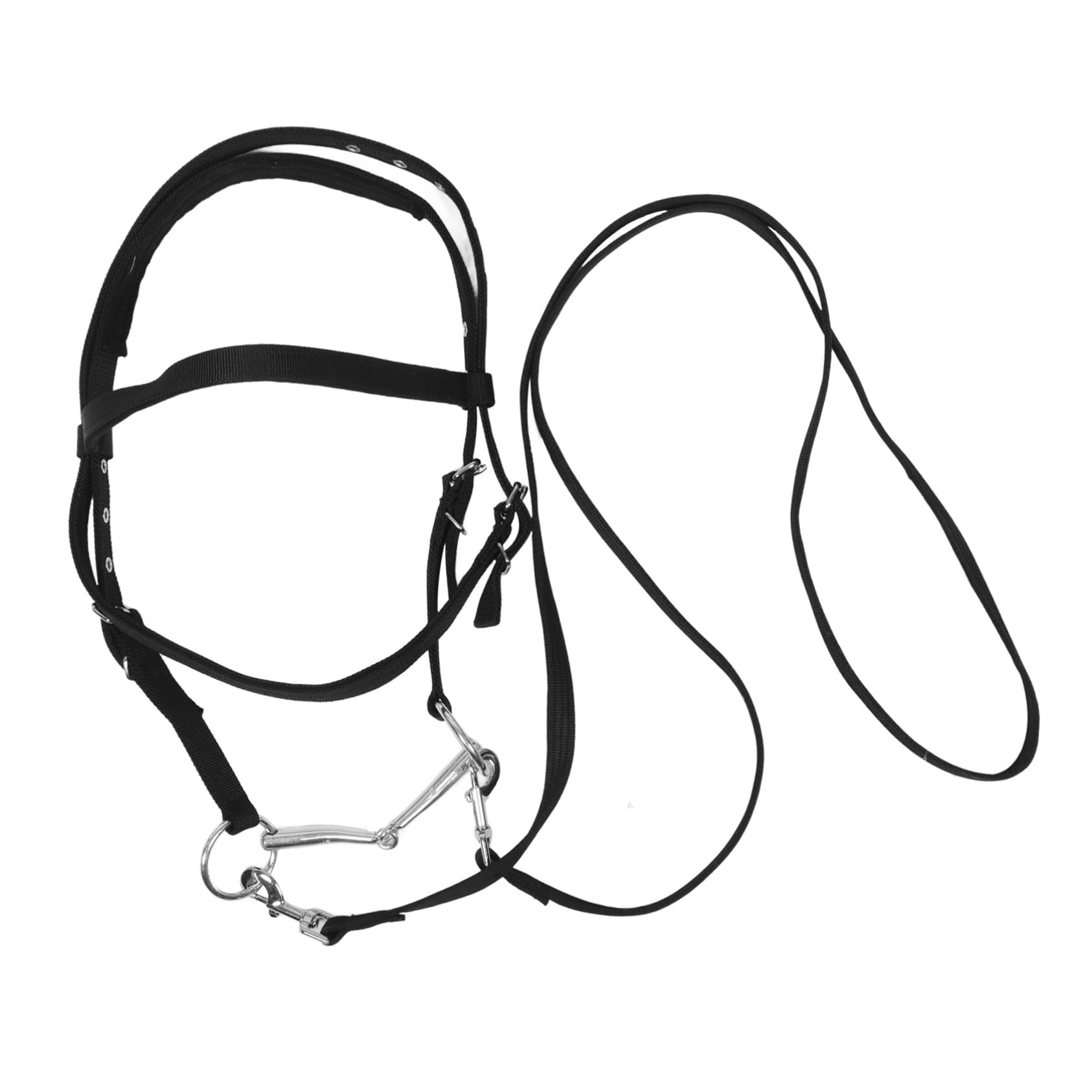 Cabestro de Cuerda para Caballo Negro Grande de Nylon | Brida de Entrenamiento sin Bocado, Diseño Ergonómico, para Montar y Control Seguro