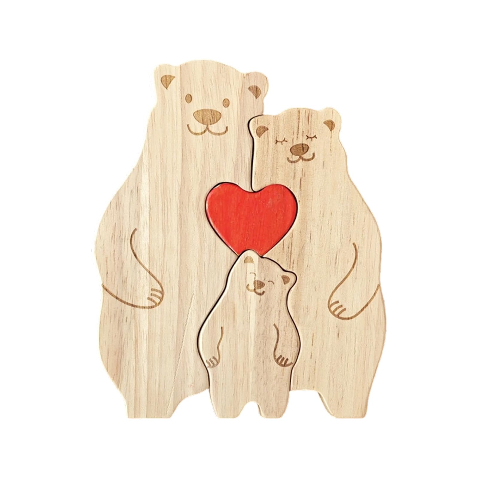 Rompecabezas familiar de oso para regalar amor a mamá y papá