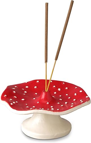 Folkulture Soporte de incienso de hongos para palos, soporte para quemador de incienso, atrapa cenizas o incienso para decoración de mesa, soporte