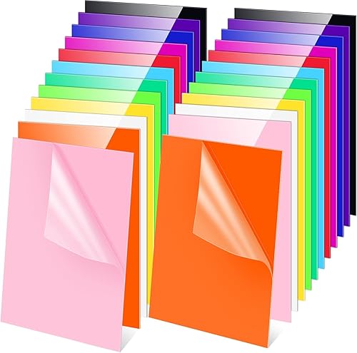 24 hojas acrílicas de colores de 0.08 pulgadas de grosor para corte láser, paneles acrílicos opacos, tableros acrílicos en 12 colores para corte