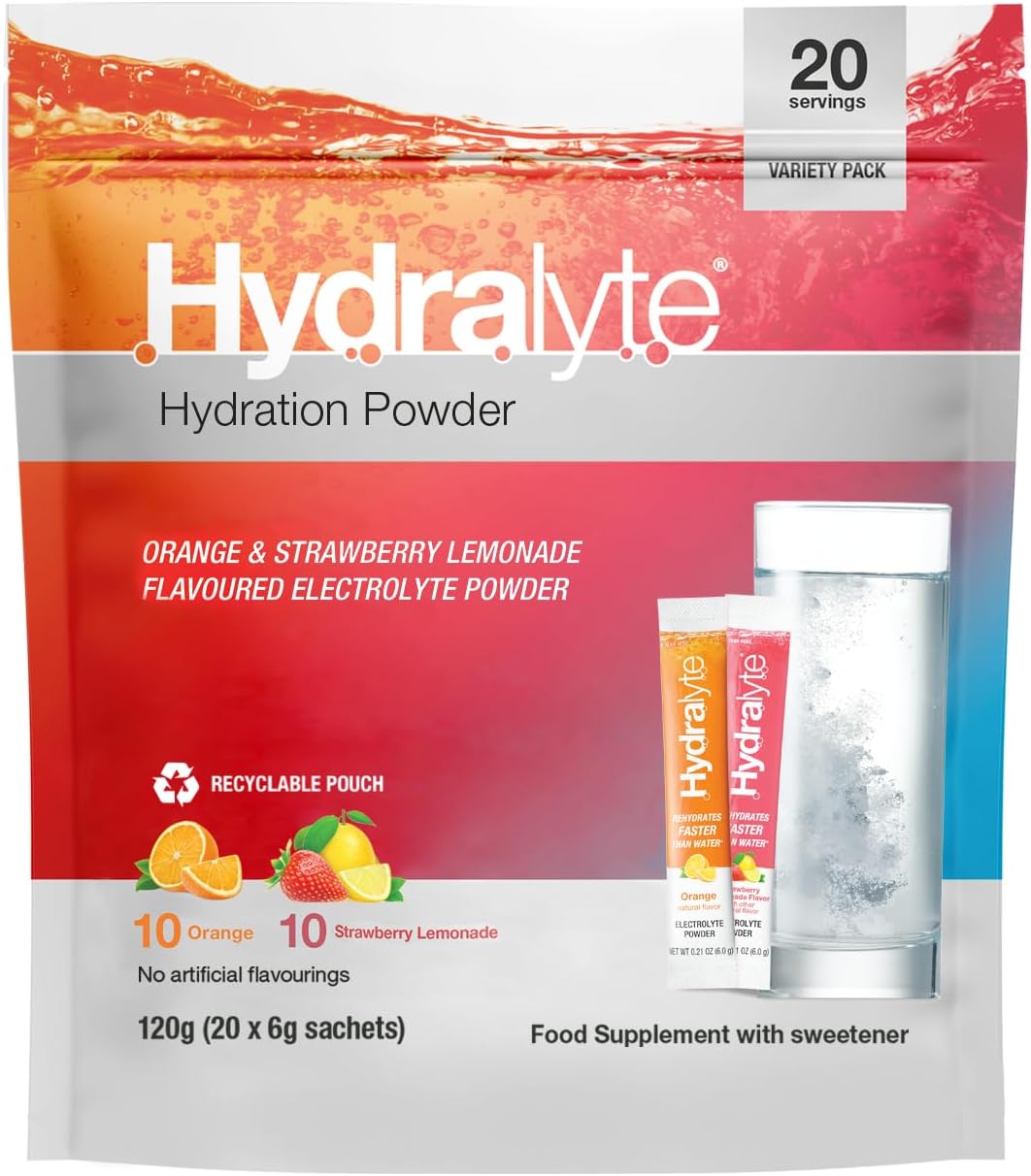 Hydralyte Effervescent Electrolytes Powder Sachets Variety Pack 20