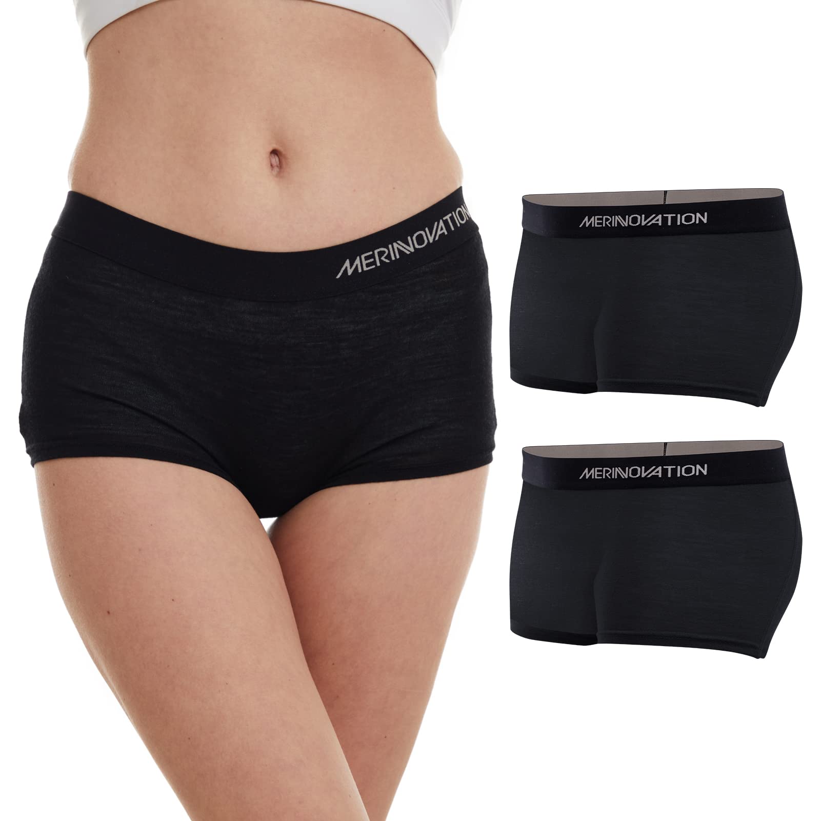 100% Merino Wool Boxer Briefs for Women - 2 Packs Everyday Breathable Anti-Odor Women's Boyshorts Underwear-image-17
