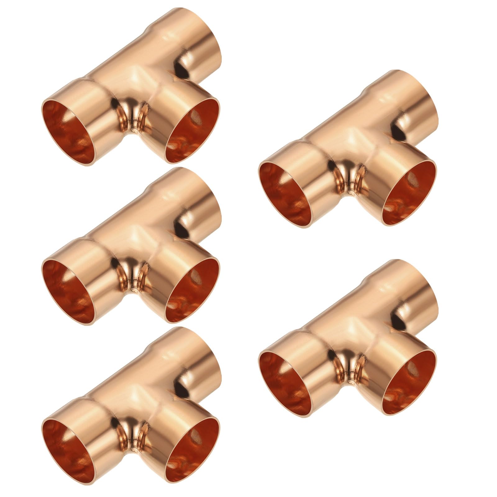 YOKIVE 5 piezas de accesorios en T de cobre, conector de tubería de presión C x C, conexión de tubo de junta de soldadura, ideal para refrigeración HVAC (tamaño nominal de 1 1/4 pulgadas)