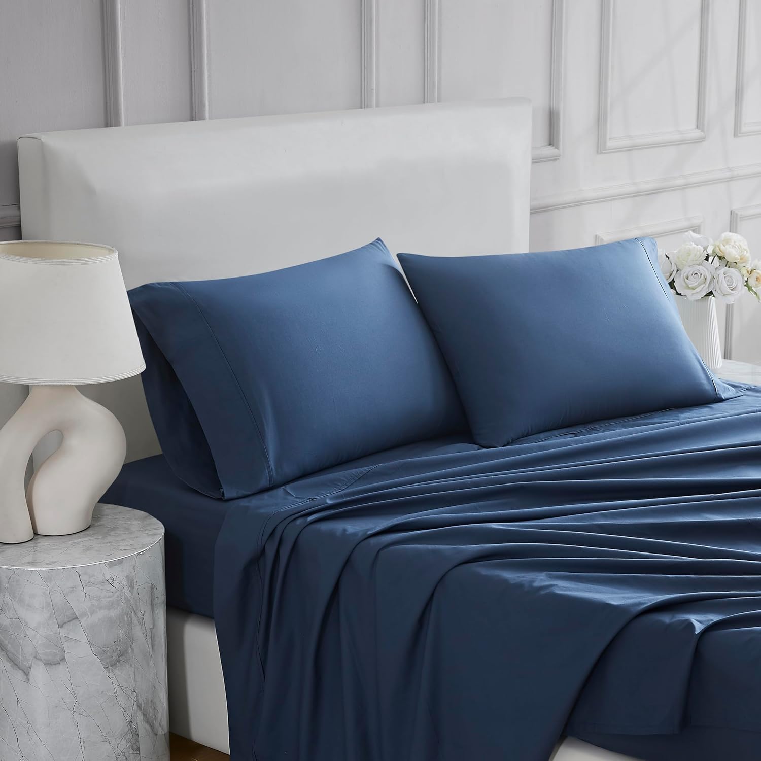 Linen Closet Ultimate Percale Navy Queen Set Sheet 4 Piece Set