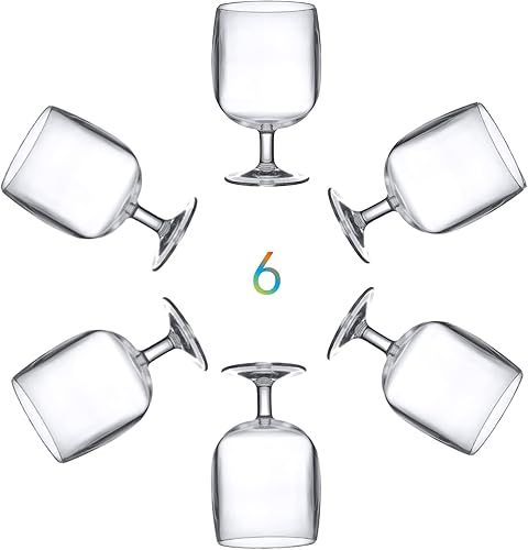 Miniatura 7 de KOXIN-KARLU Copas de vino clásicas apilables de plástico de 12 onzas, juego de 8 vasos acrílicos transparentes