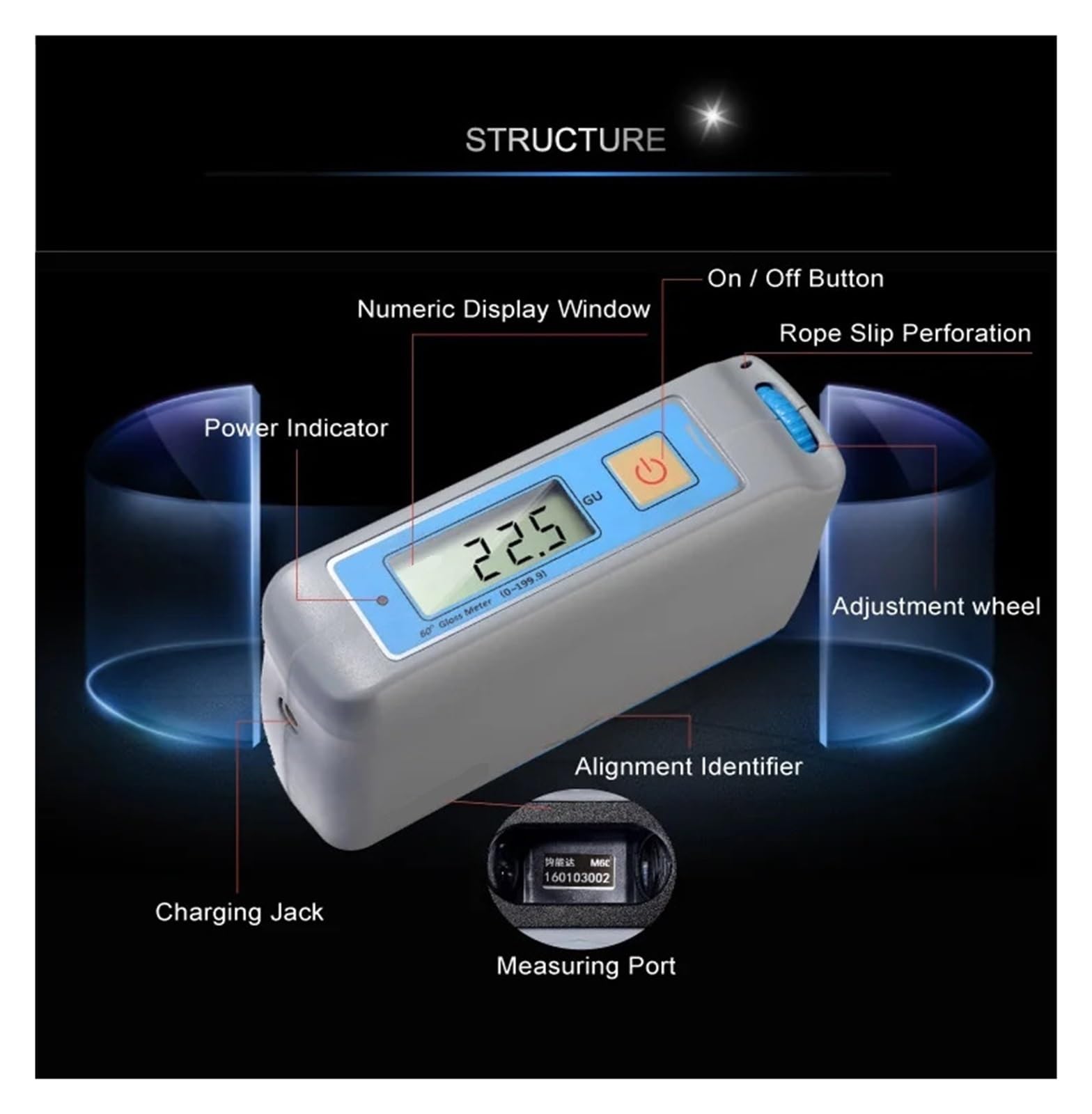 NURII P60 High Precision Gloss Meter, Measure All Kinds of Coating Surfaces