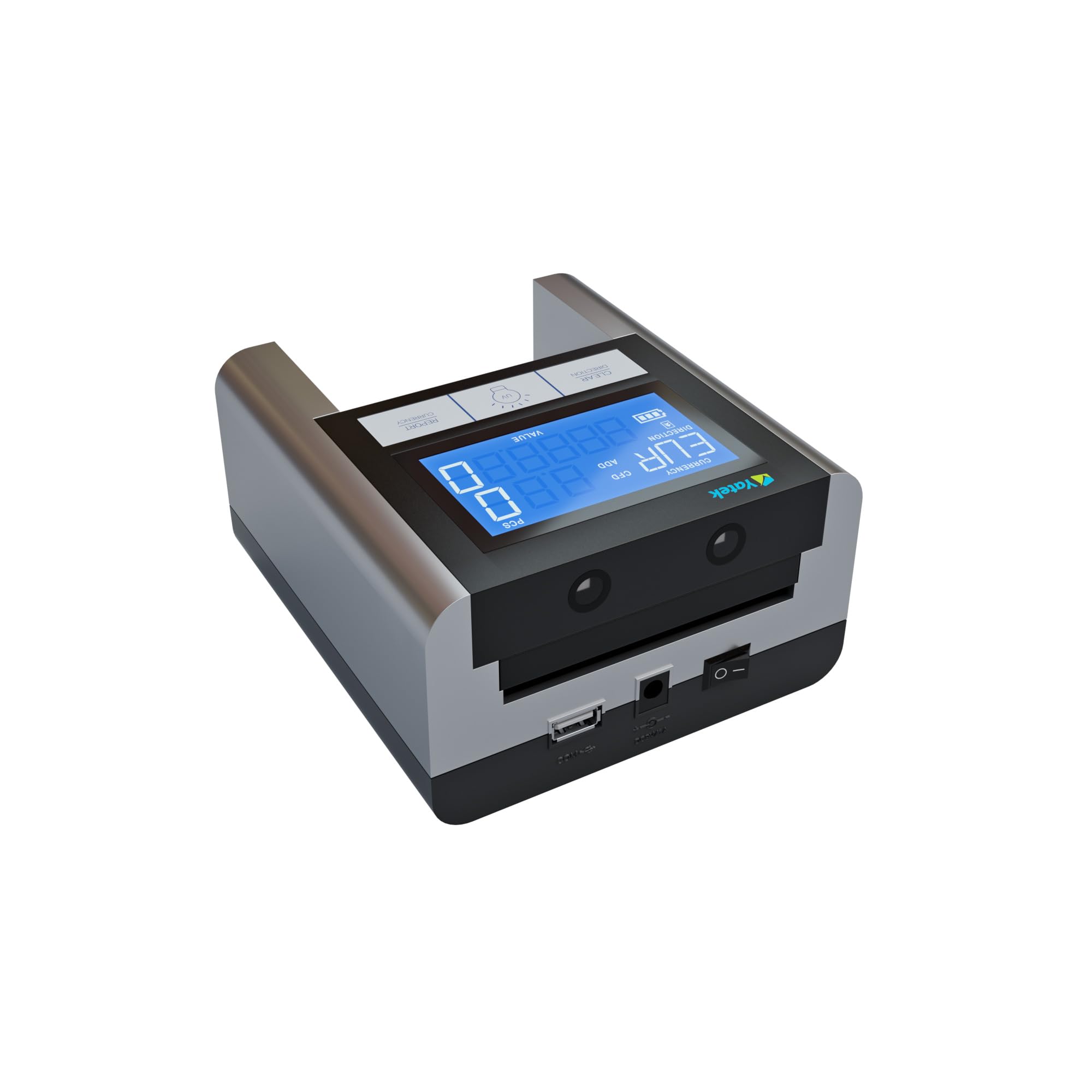 YATEK Rilevatore di banconote false EC500 con batteria inclusa e lampada UV per rilevamento assegni e carte di credito, pronto per tutte le nuove banconote Euro