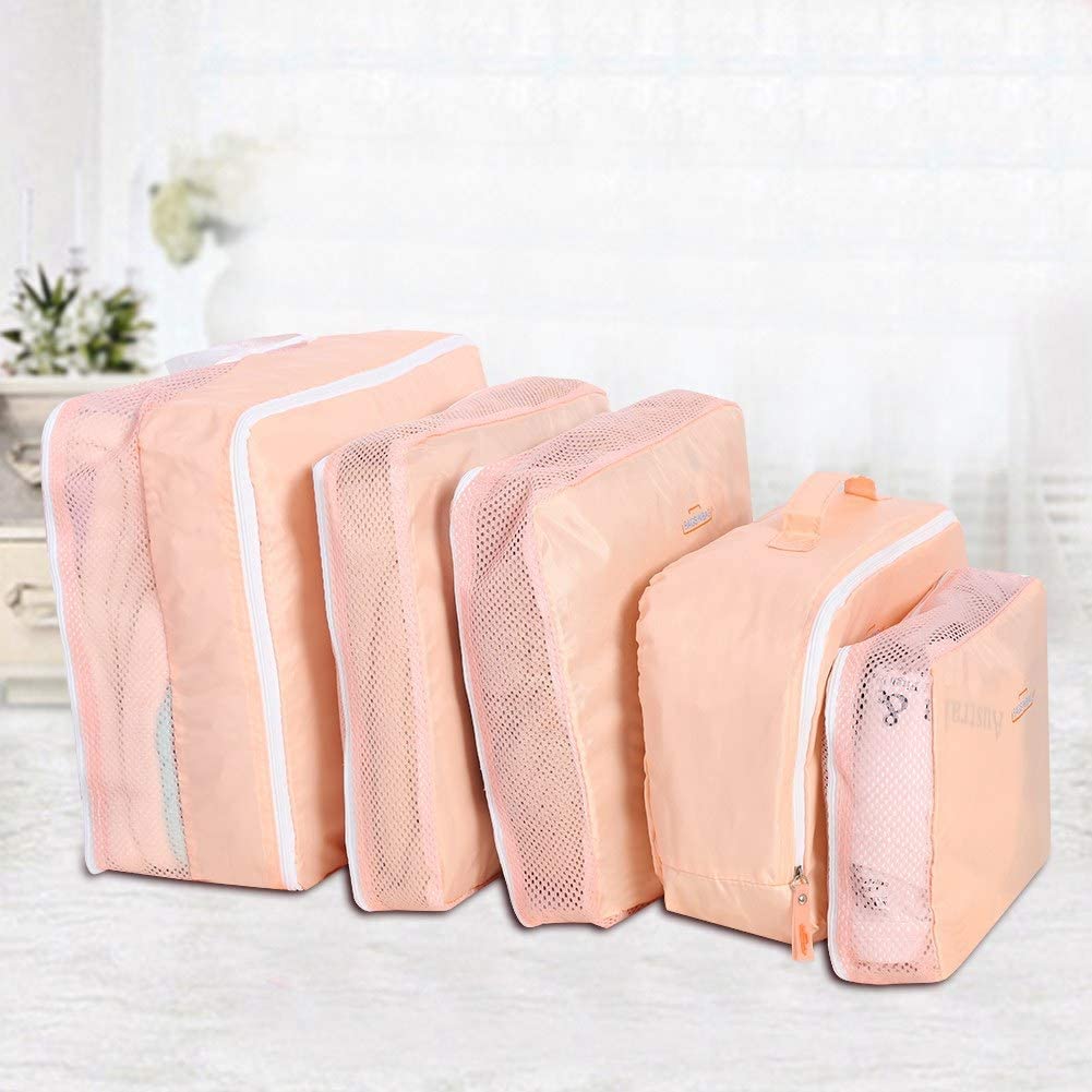 Travel Home StoragePacking Cubes 5 sztuk Organizer bagażu podróżnego Zestaw kostek podróżnych Bagaż podróżny Walizka do przechowywania Zestaw torebek Ubrania Bielizna Pakowanie Organizator Etui Torba