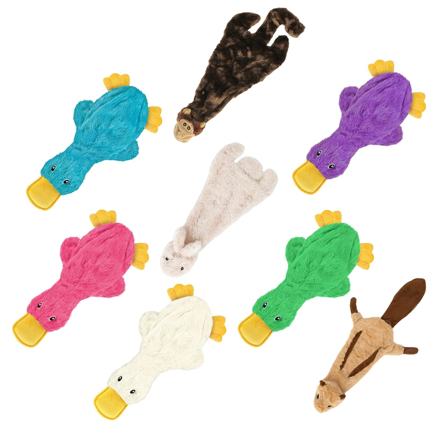 Best Pet Supplies 2-in-1 Stuffless Squeaky Dog Toy - Pack of 4, Medium