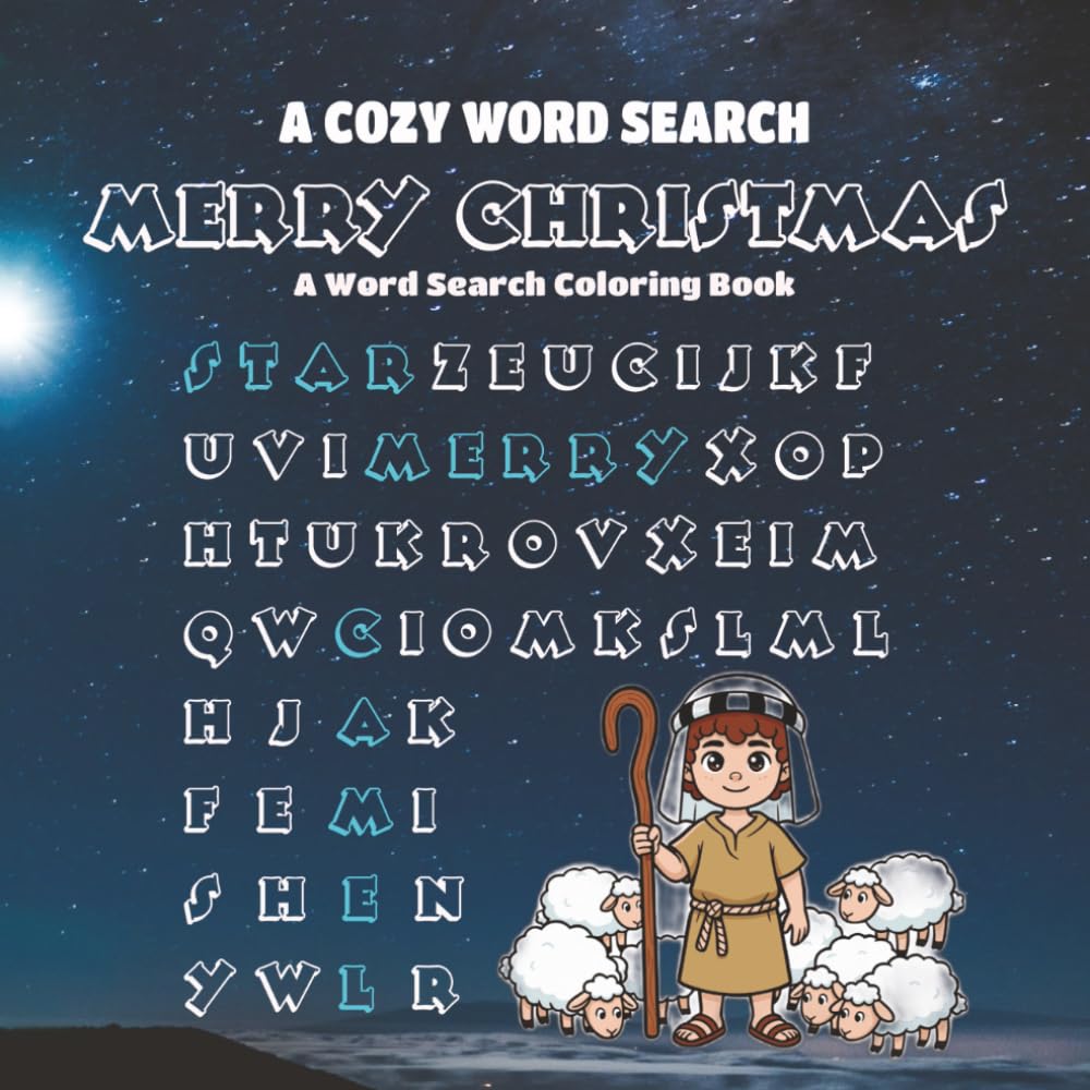 Cozy Word Search Merry Christmas: A Cute Word Search Coloring Puzzle Book for Adults, Teens, and Children