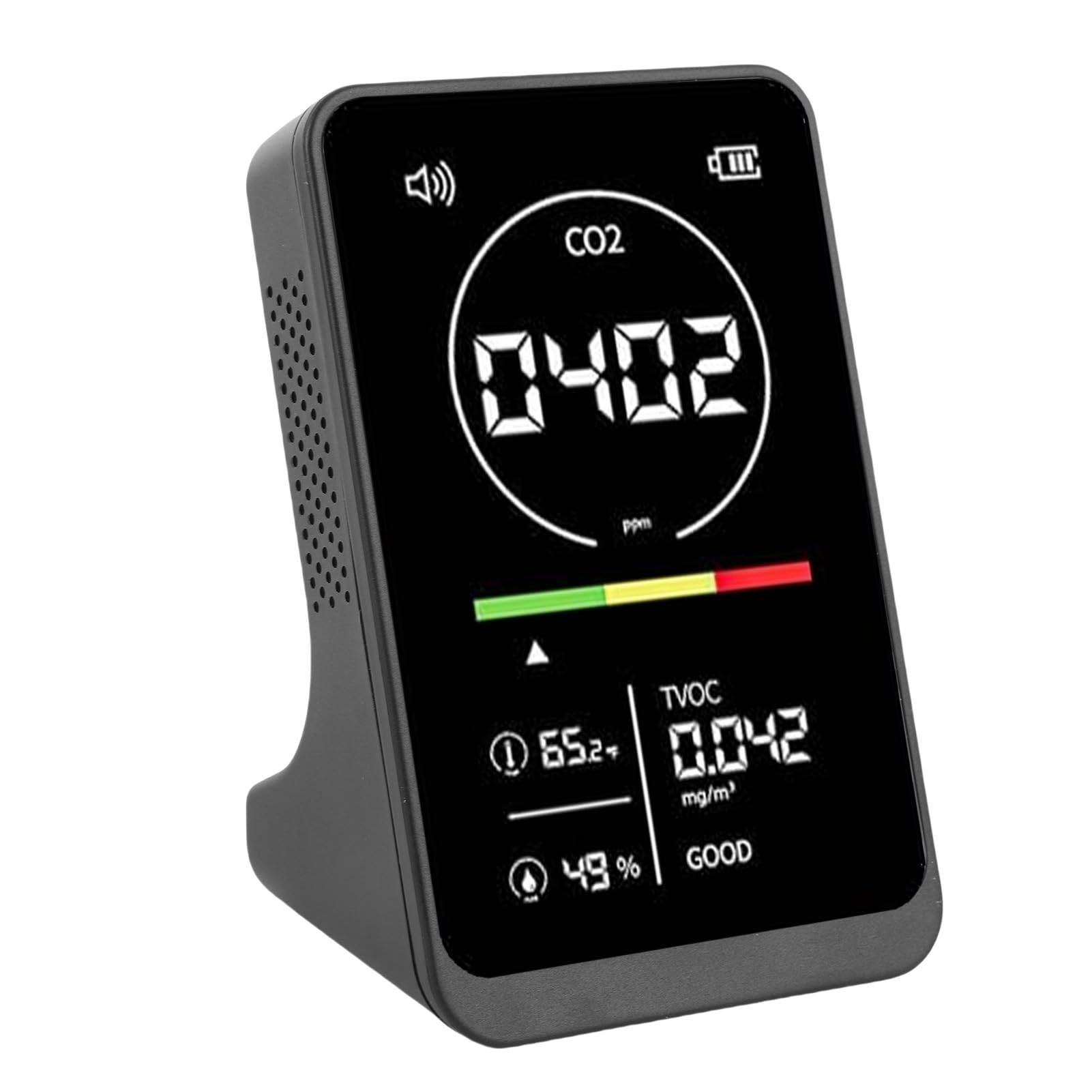 Monitor de CO2 4 en 1 Aolidsive, Sensor NDIR de Alta Precisión, Detector de TVOC, Temperatura y Humedad Recargable, Calidad del Aire Interior para Hogar y Oficina