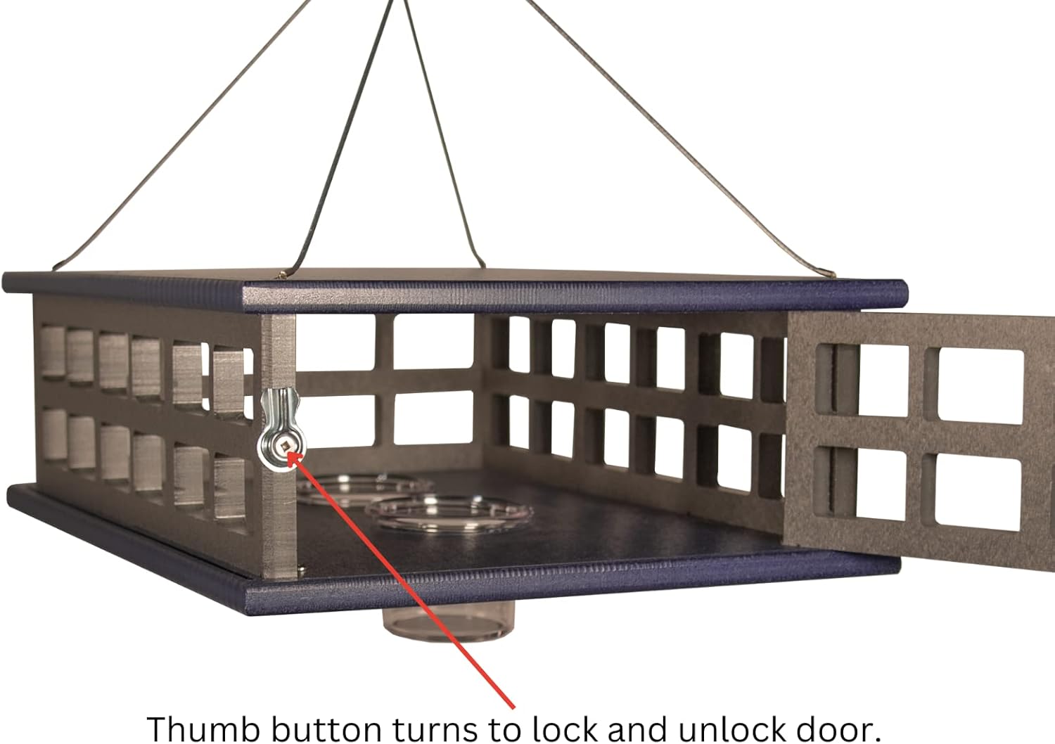JCs Wildlife Recyled Poly Lumber Deluxe Double Caged Platform Bluebird Feeder (Gray/Blue)