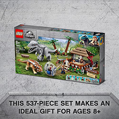 Jurassic World Indominus Rex Contro Ankylosaurus, Set Dinosauri Giocattolo da Costruire con Girosfera, per Bambini di 8+ Anni, 75941 - Lego - Immagine 12