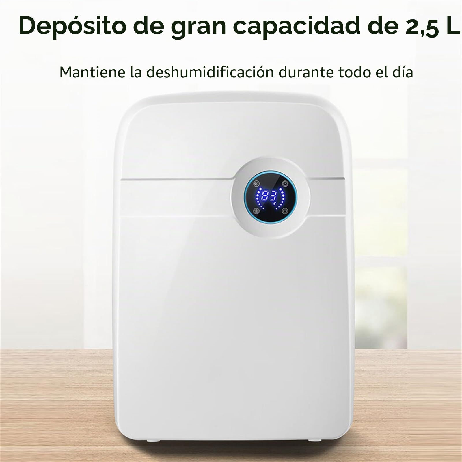 Deshumidificador eléctrico, 2,5 L, deshumidificador para casa, mini deshumidificador para autocaravana, baño, dormitorio
