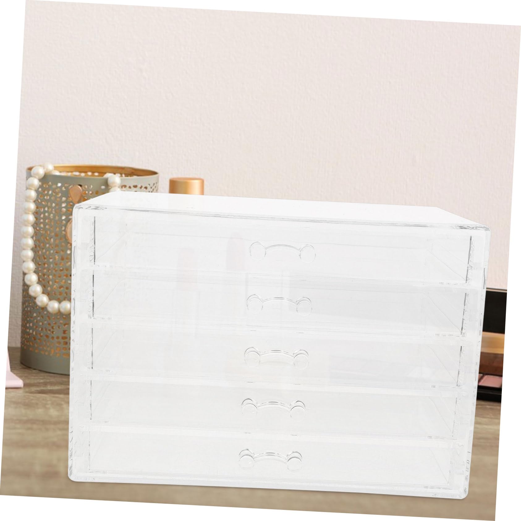 STOBAZA Boîte Rangement Tiroir en Acrylique à 5 Couches avec 5 Tiroirs Pratiques, Organisateur Polyvalent pour Bureau et Décoration de Chambre