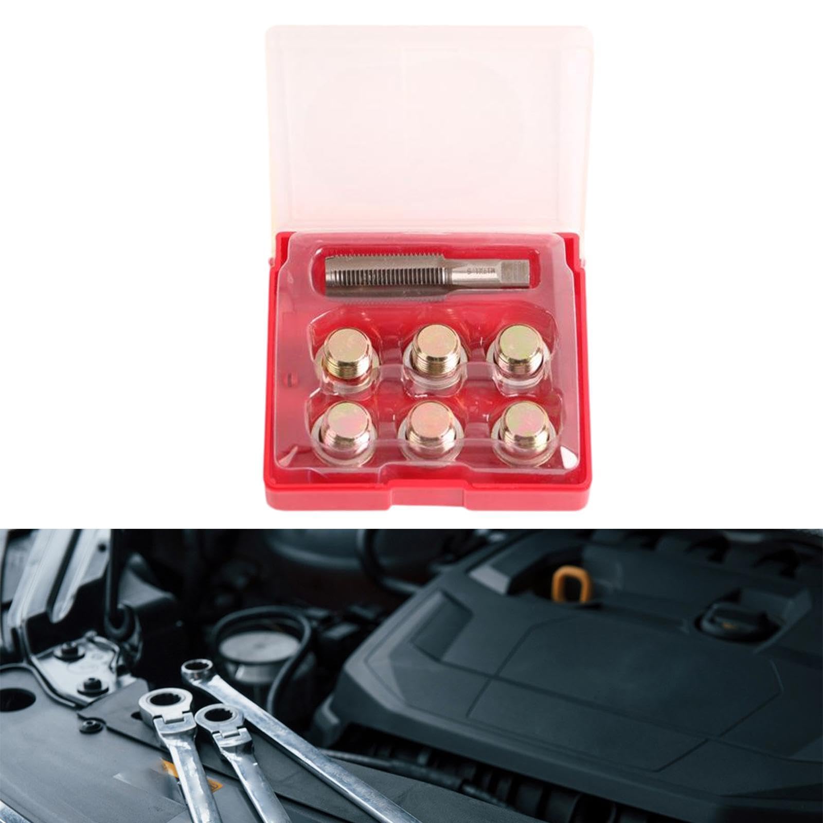 Okiyakusama Oil Drain Plug Thread Repair Kit Sump Drain Plug Repair Kit Premium Car Accessories Easily Install Oil Pan Thread Repair Set, M17x1.5