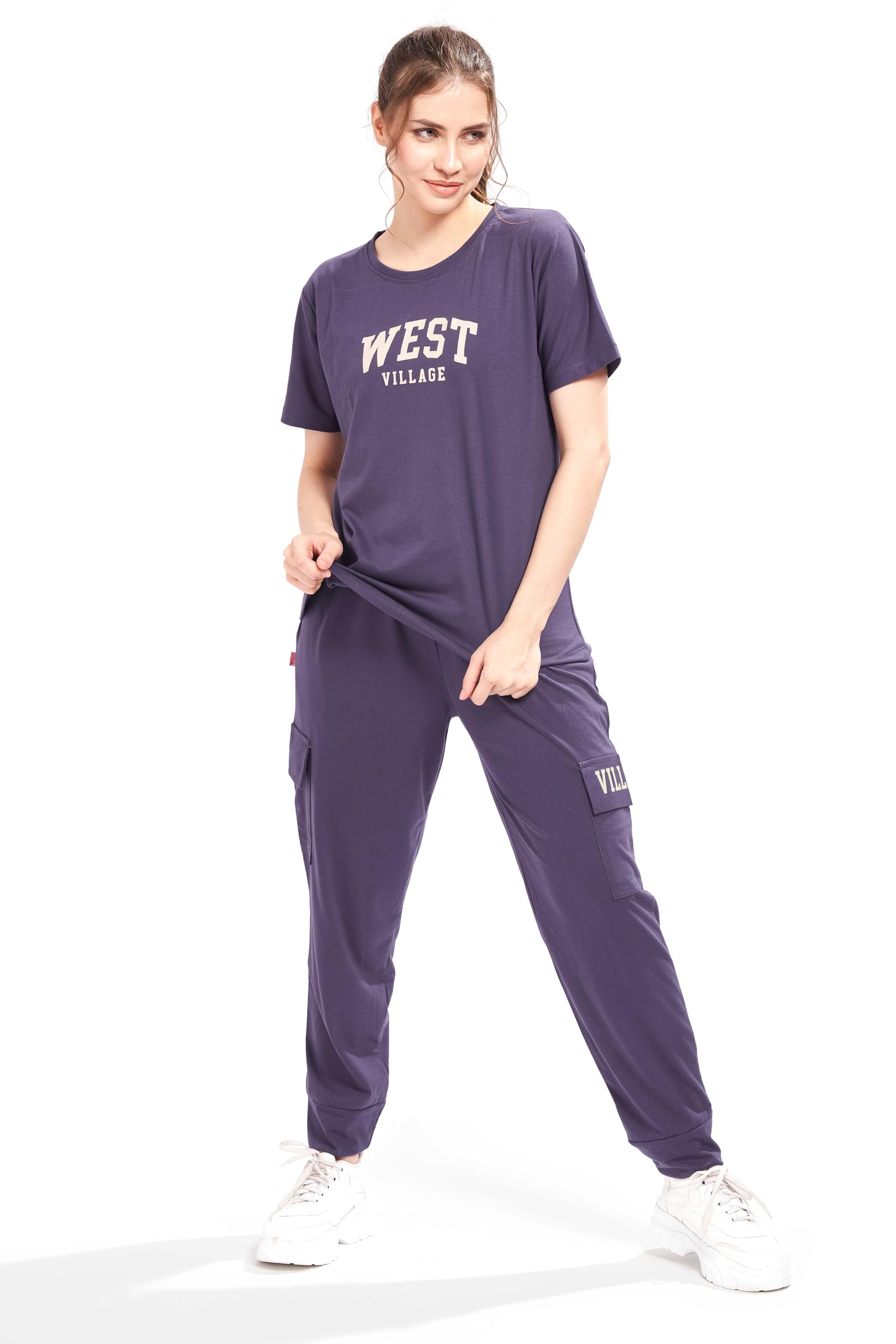WEET Women's Printed Track Suit T-Shirt Trackpant Co-Ord Set 3415