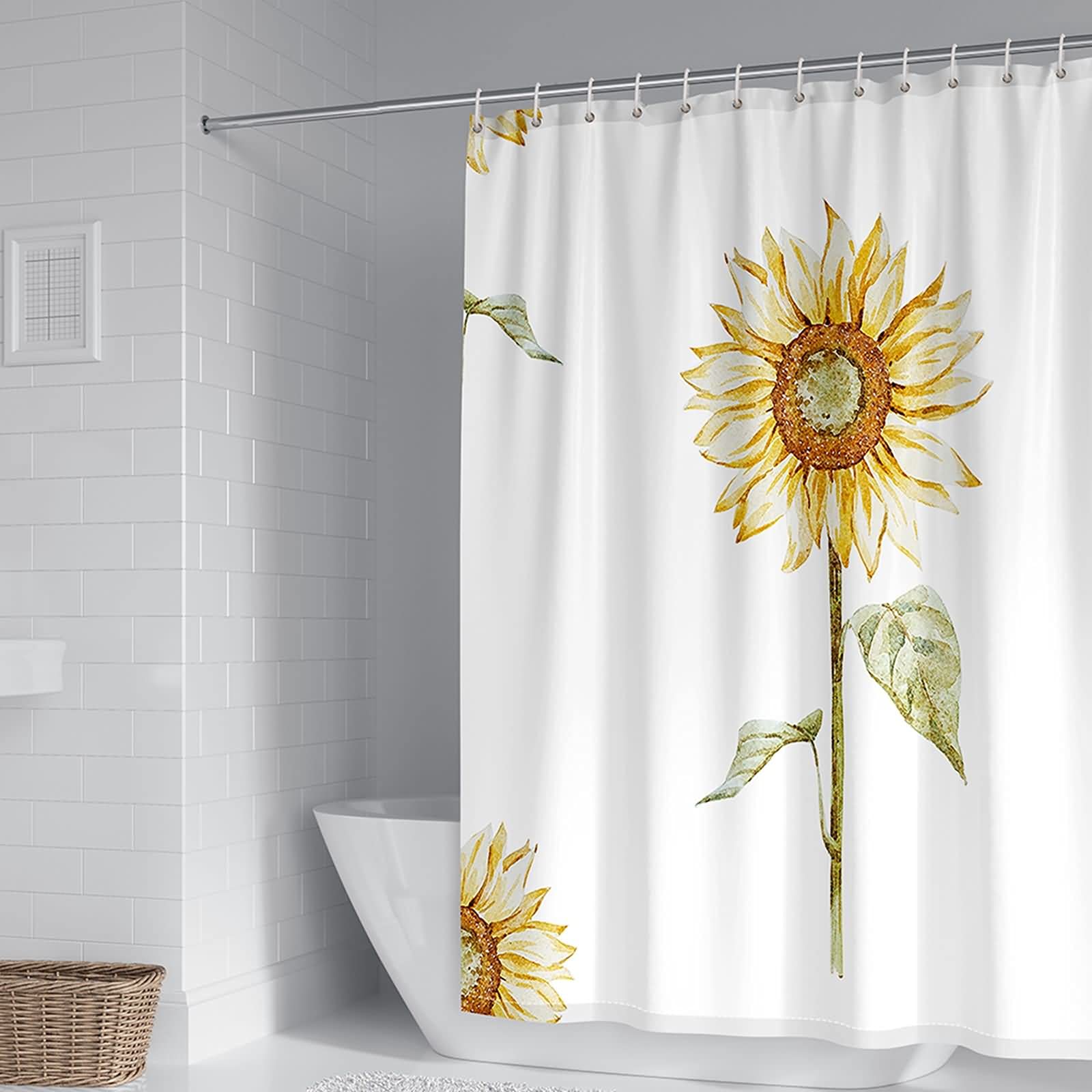 Rideau de douche motif tournesol KnSam pour une ambiance nature