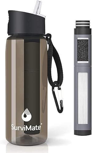 Miniatura 26 de SurviMate Botella de Agua Filtrada de Ultra-Filtración de 5 Etapas de 0.01μm, Material Libre de BPA, Certificada NSF/ANSI 42 y 372, Botella de