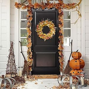 24inchfallwreathwithberrieswheatearsandharvestwheatforhomewalldecor Urban Country Home Decor 24 inch fall wreath with berries wheat ears and harvest wheat for home wall decor urban country home decor