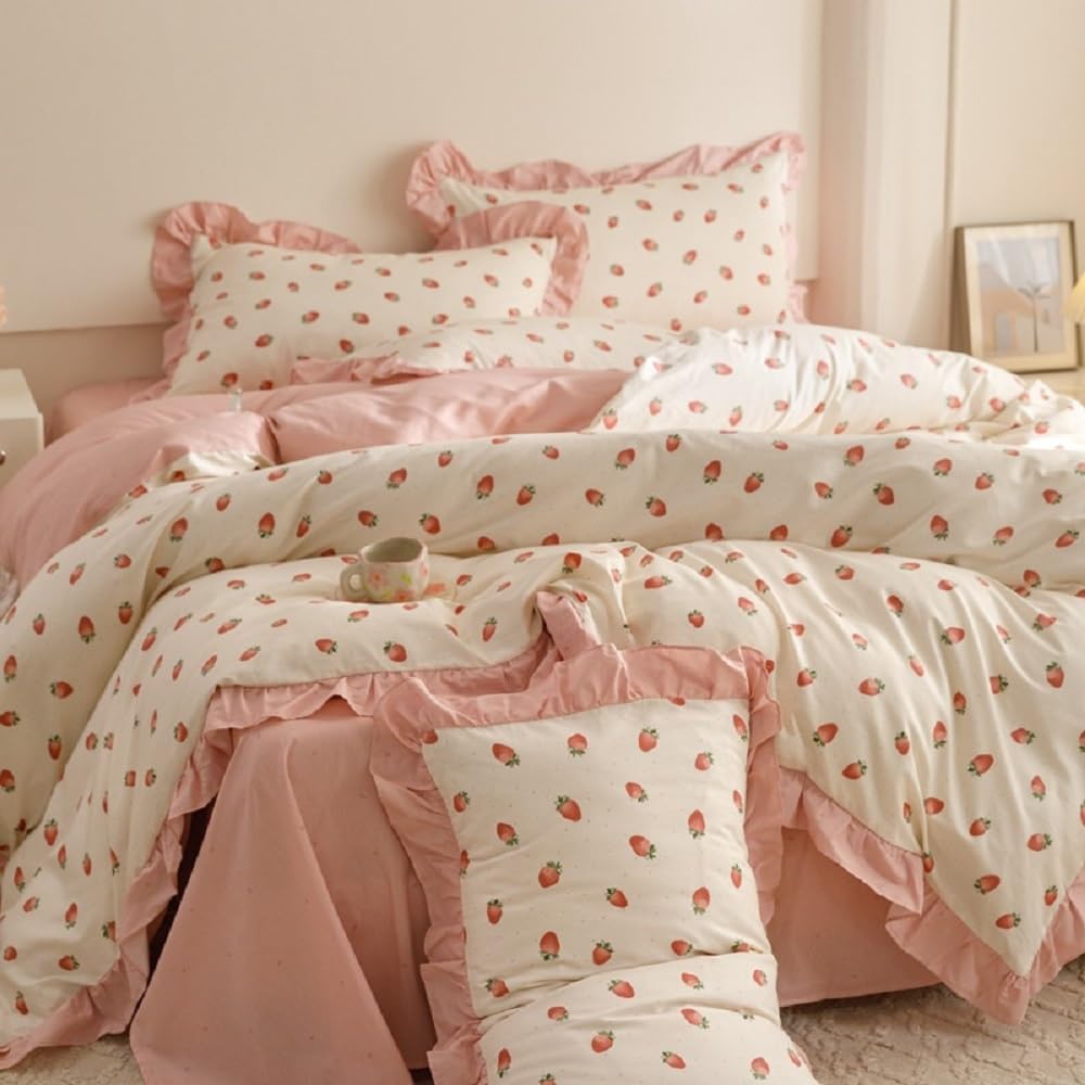 Housse de couette romantique rose à volants pour créer un cocon douillet