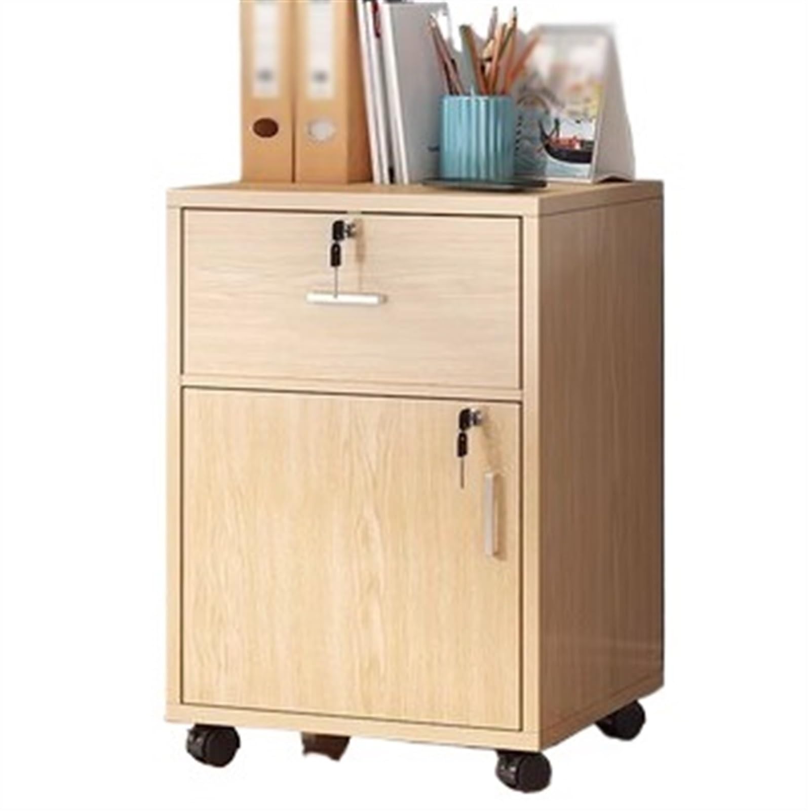 Aioneer File Cabinet Office Filing Wooden Removable Low Cabinet With One Drawer One Storage Cabinet Filing Cabinet Lockable Storage Filing Cabinet Filing Cabinet-Log Color