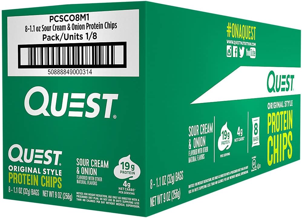 Quest Protein Chips - Sour Cream & Onion (8 Bags)