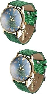 2 Peças Relógios Femininos Relógios Femininos De Aço Inoxidável Relógios De Quartzo Relógios Femininos Relógios De Quartzo Para Mulheres Relógios De Natal De Aço Inoxidável