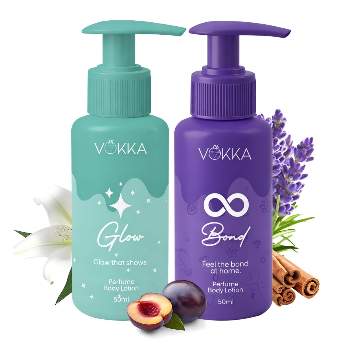 Vokka Glow & Bonds Perfume Body Lotion Combo 50ml x 2 | Fruity Floral & Warm Woody Fragrance | Vitamin B5 Moisturizing Lotion | Lightweight Daily Care for Men & Women | All Skin Types-image-13