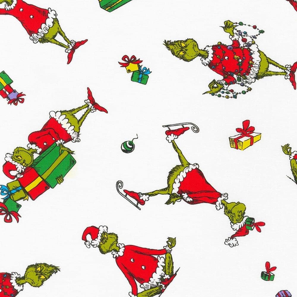 Robert Kaufman Fabrics How The Grinch Stole Christmas Dr. Seuss Grinch Presents Toss Holiday, 44 Inches