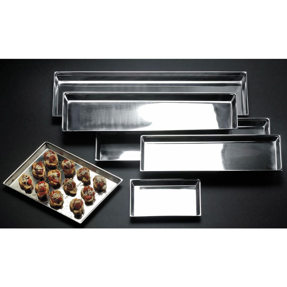 Stainless Steel Serving Tray 22 4/5" L x 8 3/10" W x 1 2/5" H by HUBERT – 22.8" x 8.3" x 1.4", Stainless Steel, Silver, Model ý5016383013600