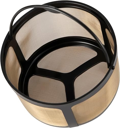 Miniatura 1 de TURLEE Filtro de café reutilizable que se adapta a la mayoría de cafeteras de 8 a 12 tazas de 4.13 x 3.82 x 2.24 pulgadas, cesta de malla dorada