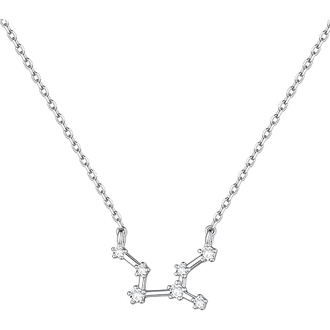 ChicSilver 925 Sterling Silver CZ Astrology 12 Constellation Horoscope Zodiac Necklace Birthday Gift,16-18 inch(with Gift Box)