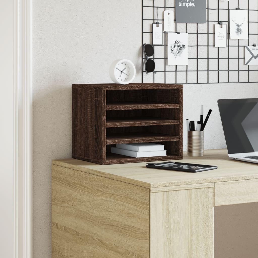 Organizer Scrivania Rovere Marrone 36x26x29,5 Legno Multistrato,Organizer da Scrivania,Portaoggetti da Scrivania,Organizer da Scrivania-848051