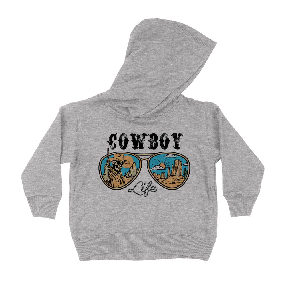 Sunglasses Cowboy Life Kids Hoodie Sweatshirt Toddler 5T Heather Grey