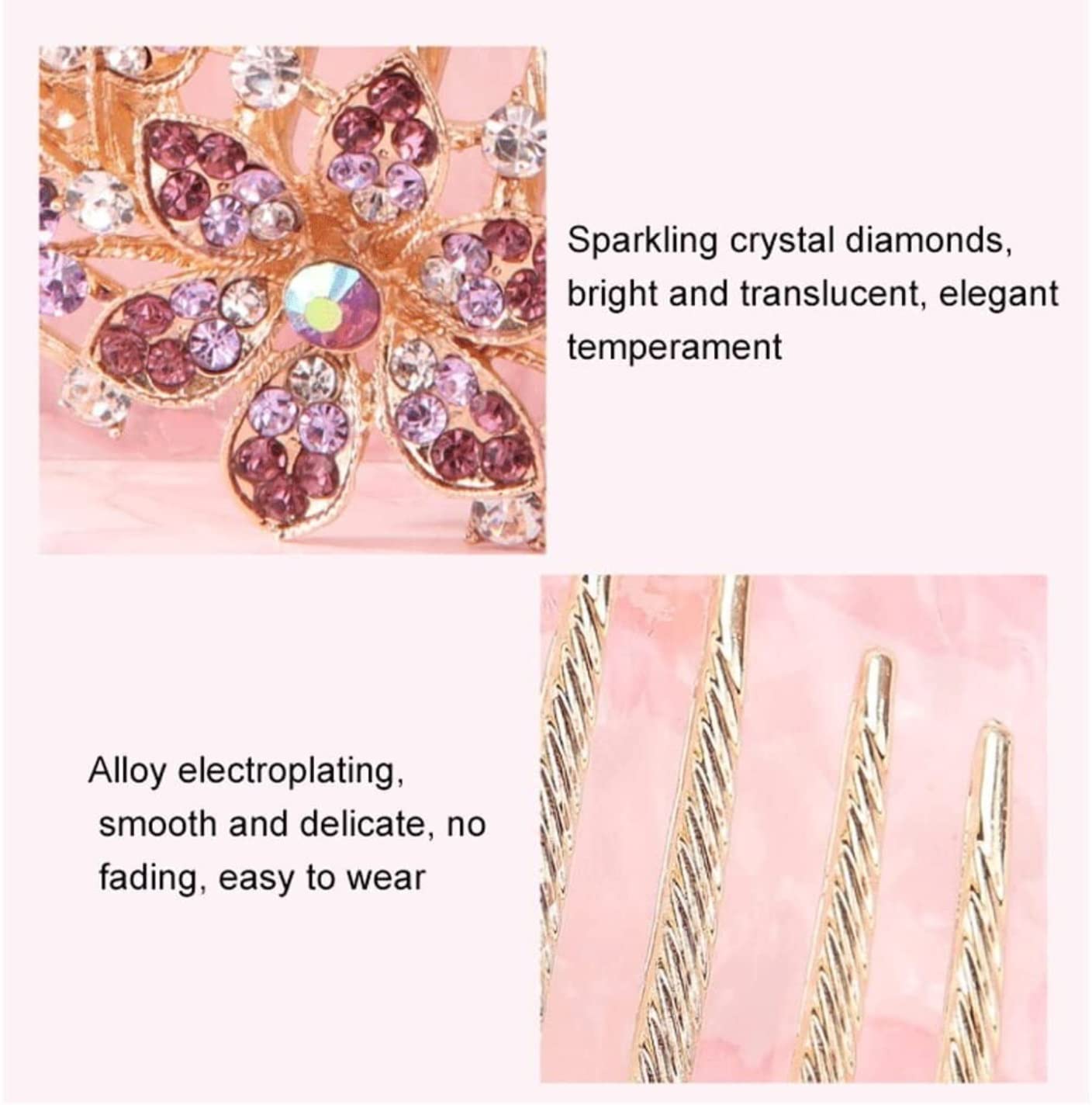 Pettini Laterali Donna Accessori per pettini per Capelli da Donna Accessori per pettini per Capelli con Strass Floreali Pettine per Capelli Decorativo Pettinini Fermacapelli(G)