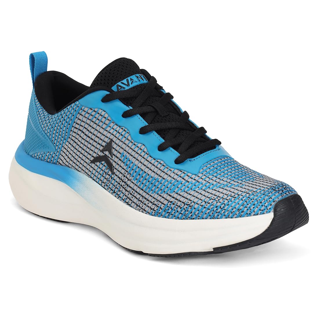 AVANT Men's Joyrun Running Shoes -Superior Cushioning & Enhanced Grip TPR Outsole Shoes|Superior Traction,Anti Skid, Lightweight,Shock Absorption Tech, Sports Footwear (AVMSH154CL01UK10_Blue)