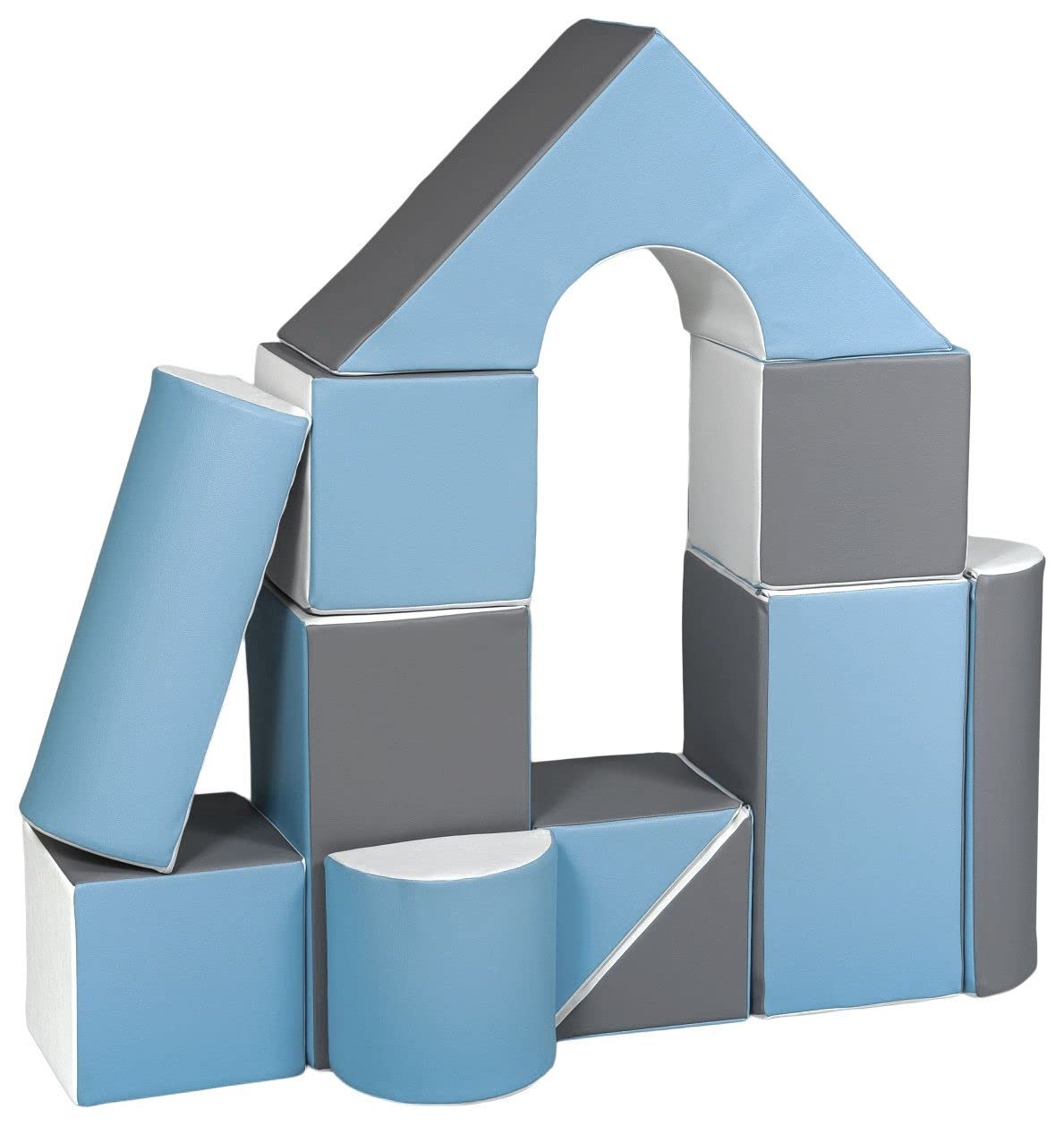 Velinda 11 pcs coloured,building blocks, soft,foam,children,kids, toy,nursery,playgroup (colour: white, baby blue, grey)