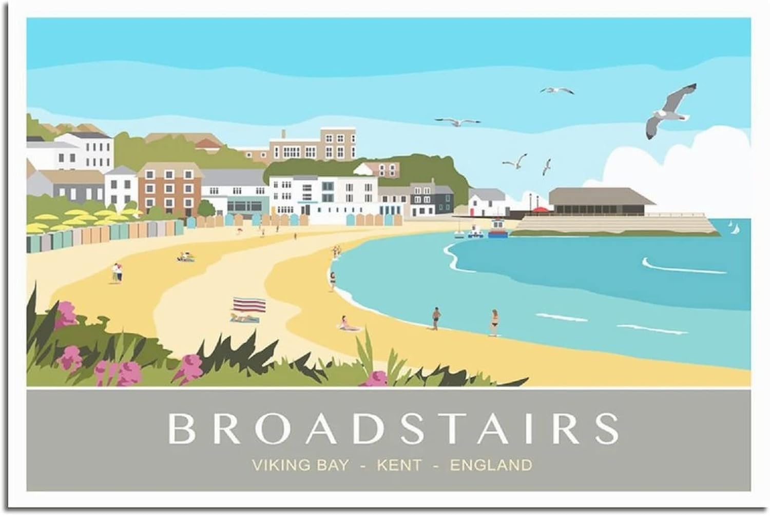 Broadstairs Travel Poster Wall Plaque Decor Outdoor Indoor Panel Vintage Retro MetalTin Sign in 3 Sizes or Fridge Magnet (A3)