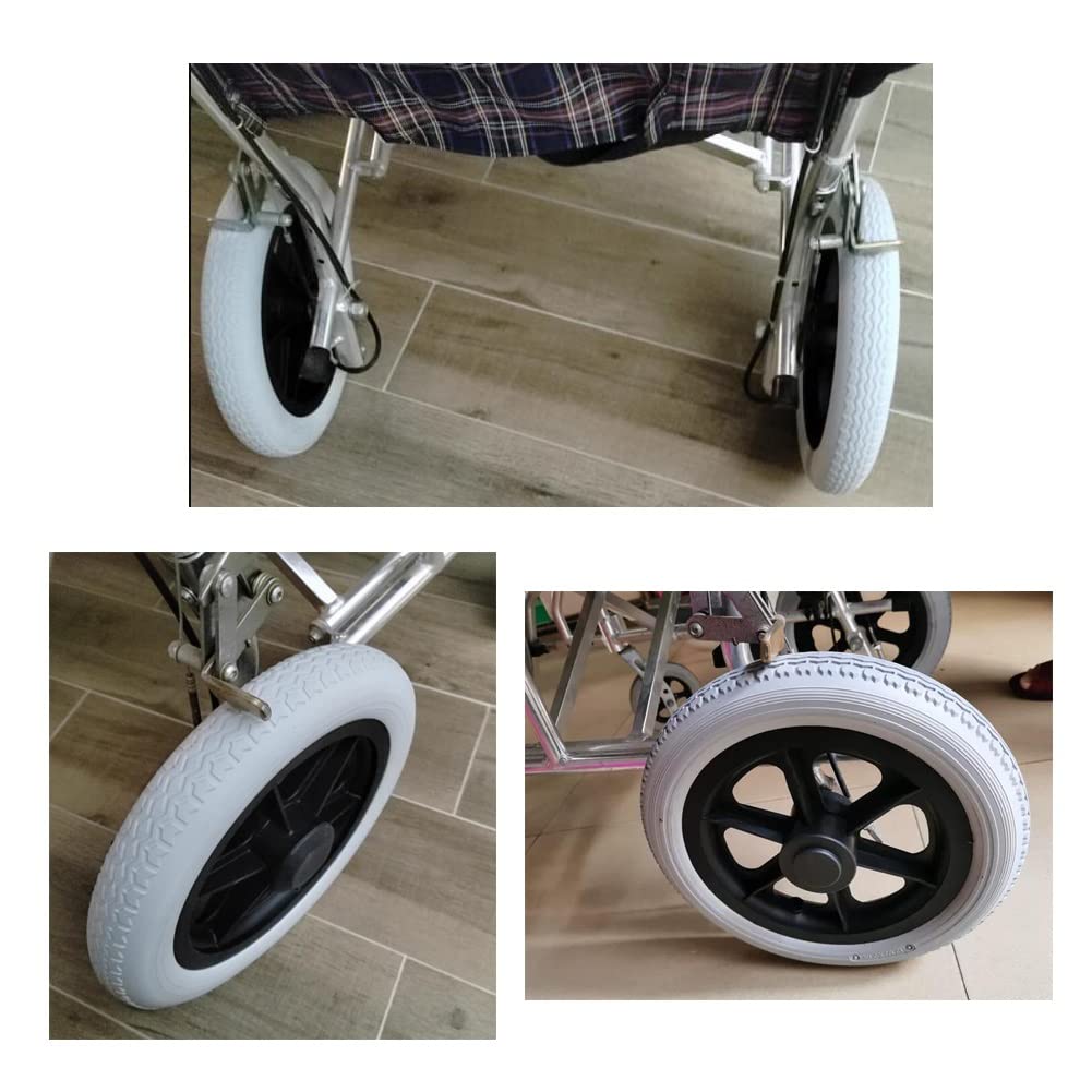 12 1/2×2 1/4, Accesorios para Ruedas Traseras de Repuesto para Silla de Ruedas Manual 12 Pulgadas, Rueda Maciza No Neumática, Rodamiento 12mm(1/2inch), 1 Par, Gris