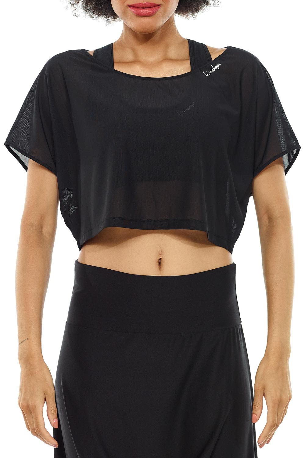 Winshape Damen kurzes, leicht transparentes Mesh-Dance Top DT106, Winshape Dance Style, Freizeit Sport Yoga Workout