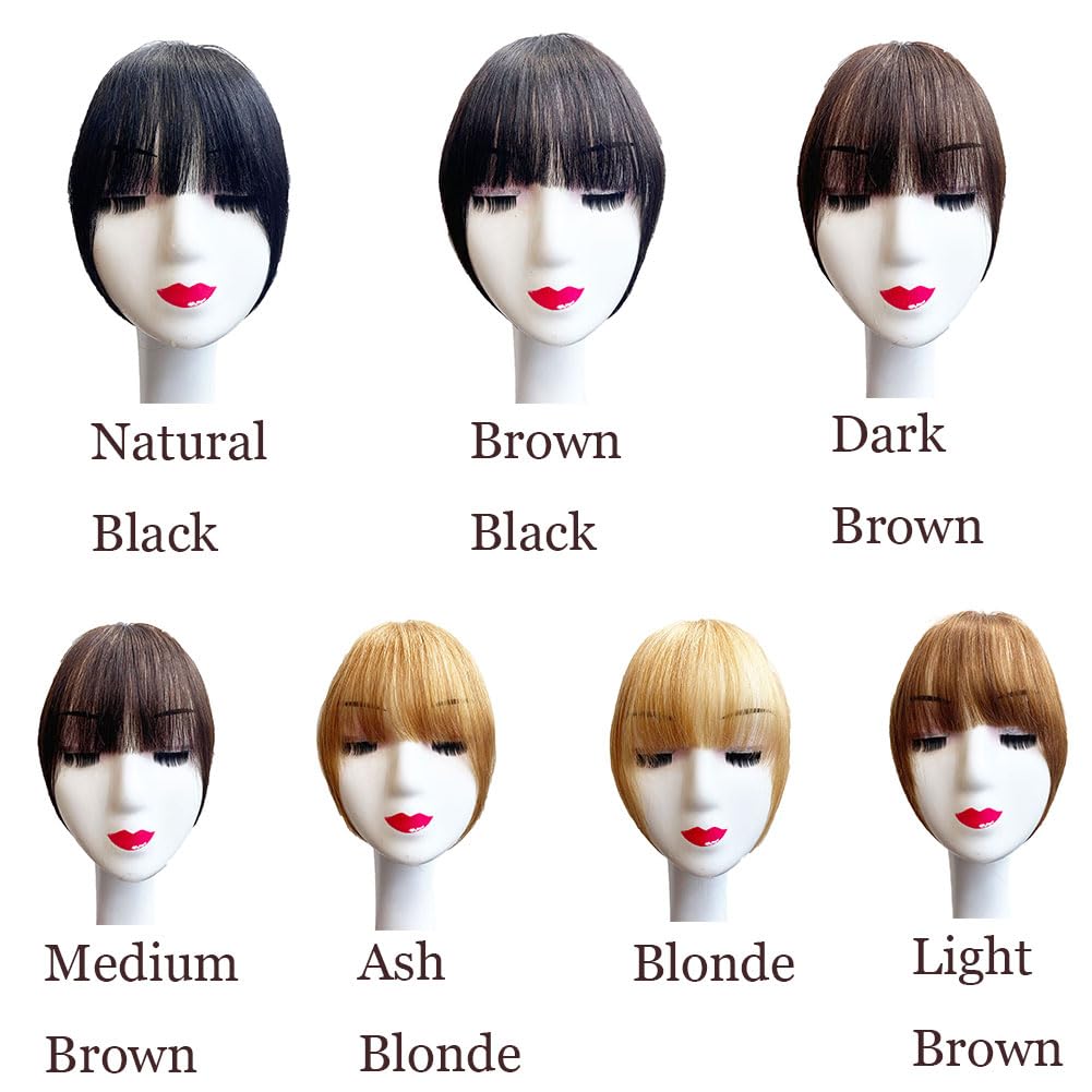Swy Hair Bangs Hair Clip in Bangs 100% Real Human Hair Extensions Wispy Bangs Clip on Air Bangs for Women Hairpieces Curved Bangs for Daily Wear (Z-Brown Black - Image 3