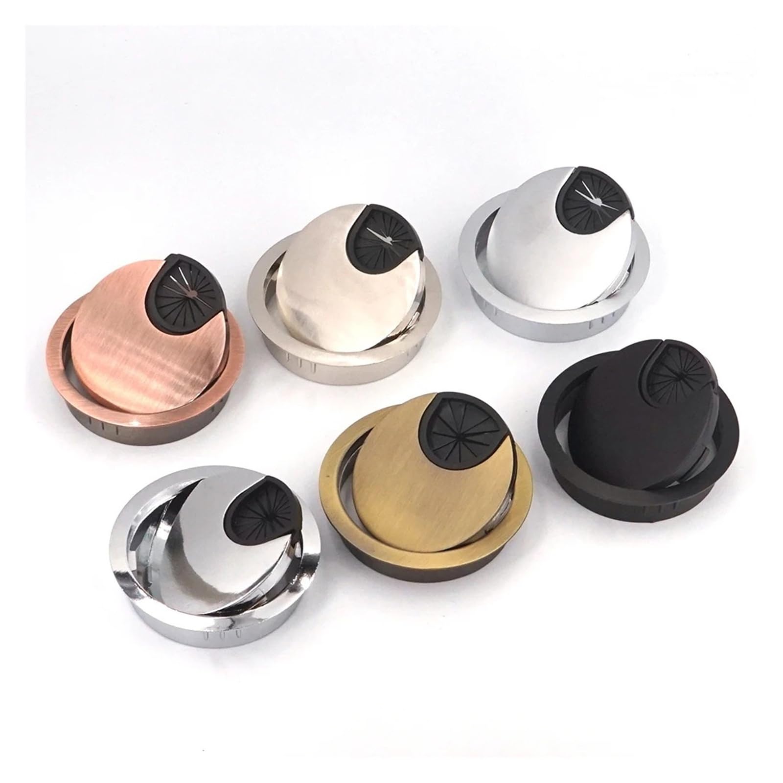 Zinc Alloy Desk Cable Grommet 50/53/60/80mm Round Wire Hole Cover for Computer Table Office(Red Bronze,60mm)