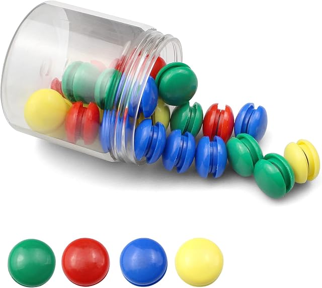 Baven Fridge Magnets 48 Pieces Colourful Office Magnets 20 mm Round Plastic Covered Magnetic Buttons for Small Whiteboard Notice Board School Office Home (4 Colors)
