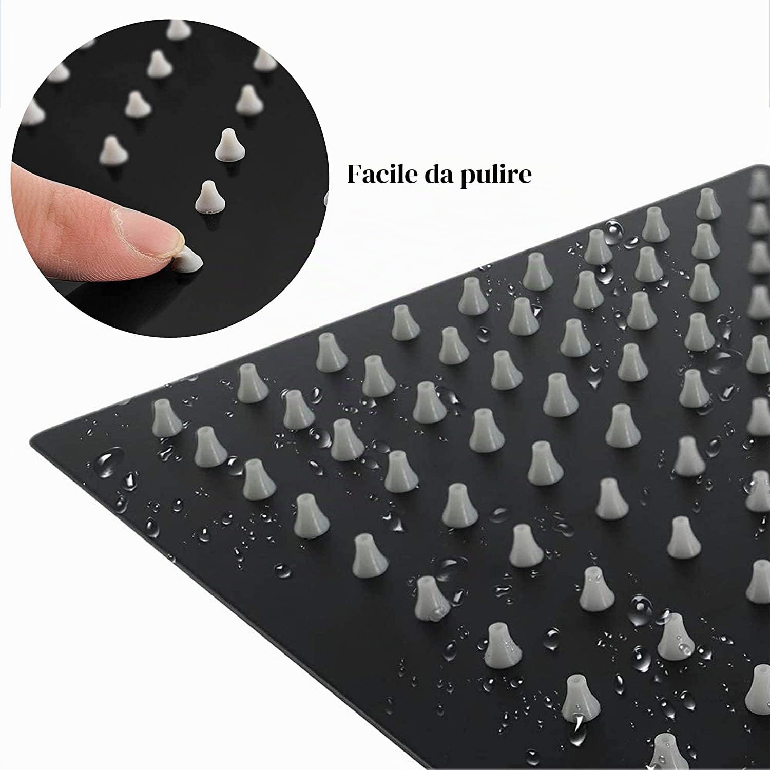 Drenky Soffione Doccia Quadrato 12 Pollici in Acciaio Inossidabile Nero - Alta Pressione, Cascata, Regolabile a 360 Gradi, Anticalcare