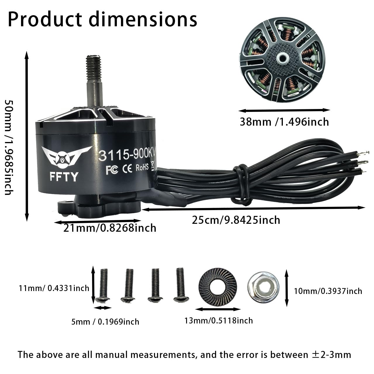 Amazon.com: FFTY 3115 900KV Drone Motors - 3-6S Li-ion Battery, 9